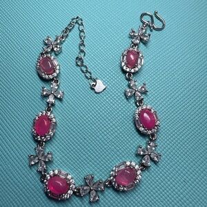 Pink Opal and Silver Gemstone Bracelet